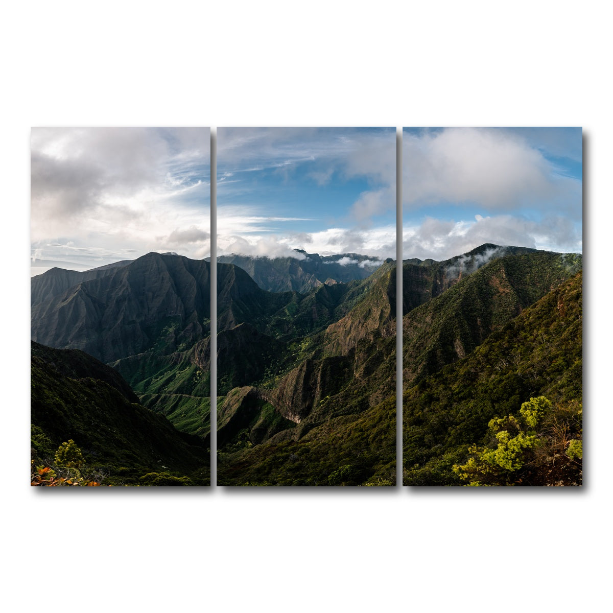 AUTO-MOCKUP WHITE | Maui Valley Panorama | 3 Piece | Gallery Wrap Canvas | group=12x24