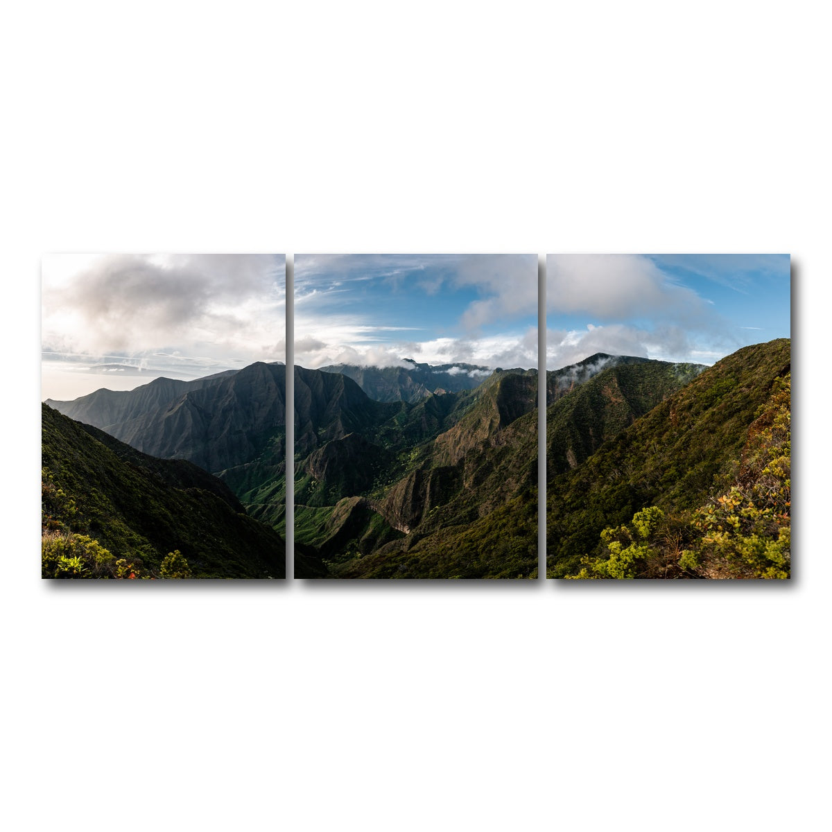 AUTO-MOCKUP WHITE | Maui Valley Panorama | 3 Piece | Gallery Wrap Canvas | group=18x24