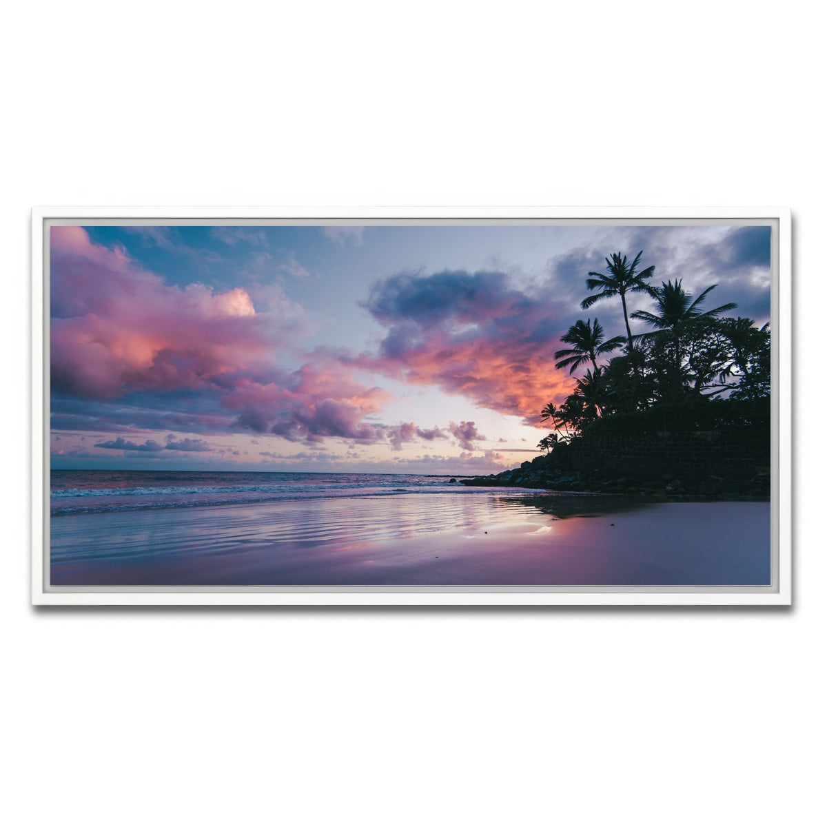 AUTO-MOCKUP WHITE | Maui at Dusk | 1 Piece | White Framed Canvas | group=2x1