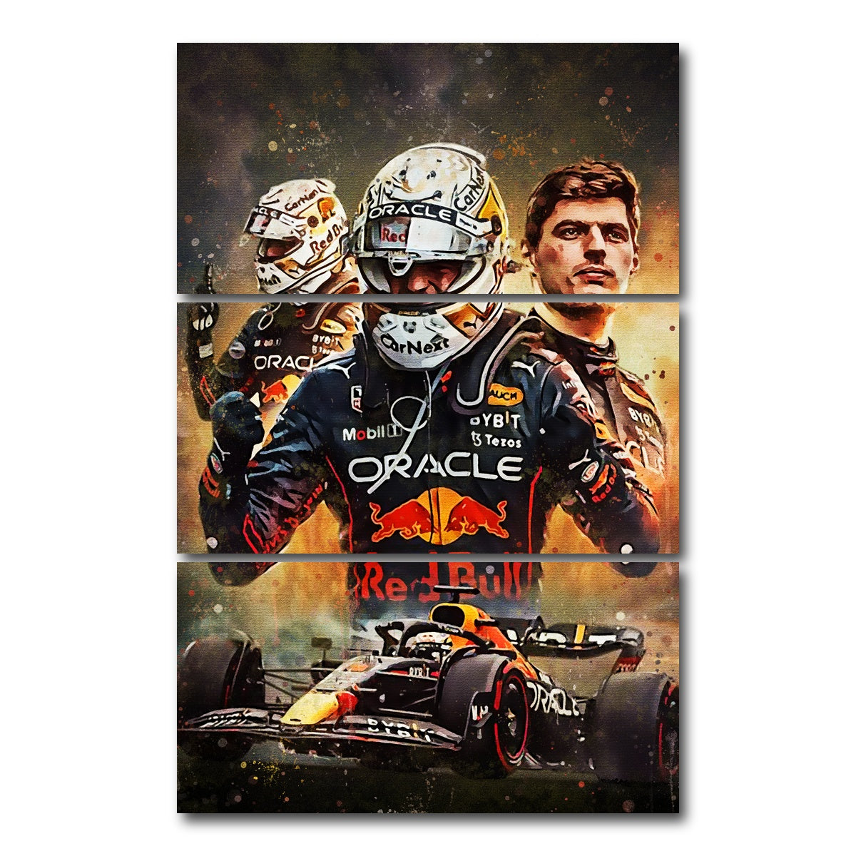 AUTO-MOCKUP WHITE | Max Verstappen F1 | 3 Piece | Gallery Wrap Canvas | group=12x24_stacked