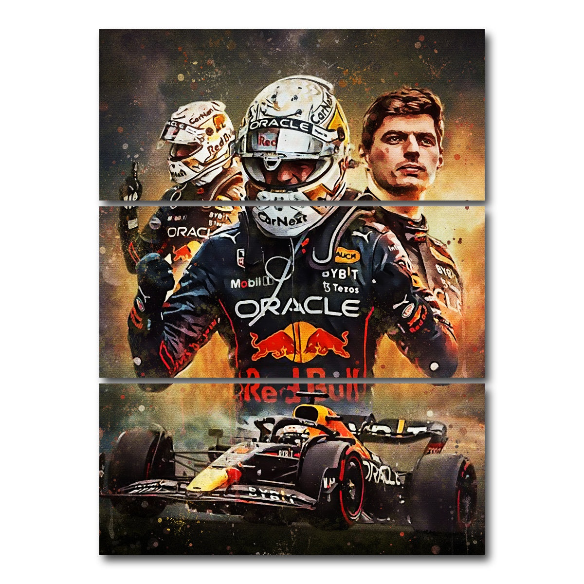 AUTO-MOCKUP WHITE | Max Verstappen F1 | 3 Piece | Gallery Wrap Canvas | group=8x18_stacked