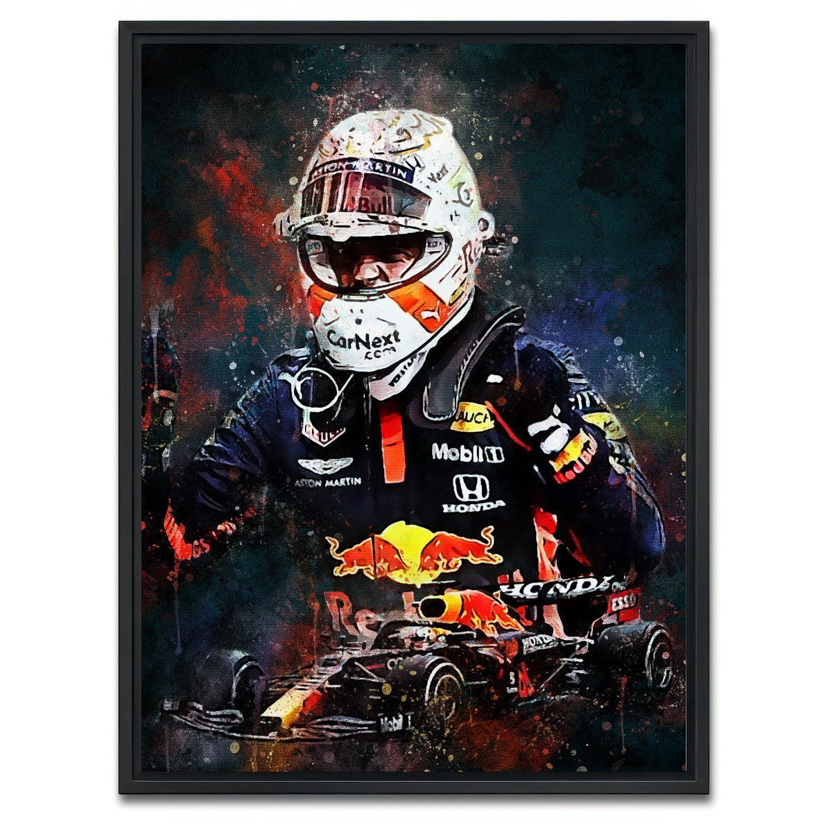 AUTO-MOCKUP WHITE | Max Verstappen Painting | 1 Piece | Black Framed Canvas | group=3x4