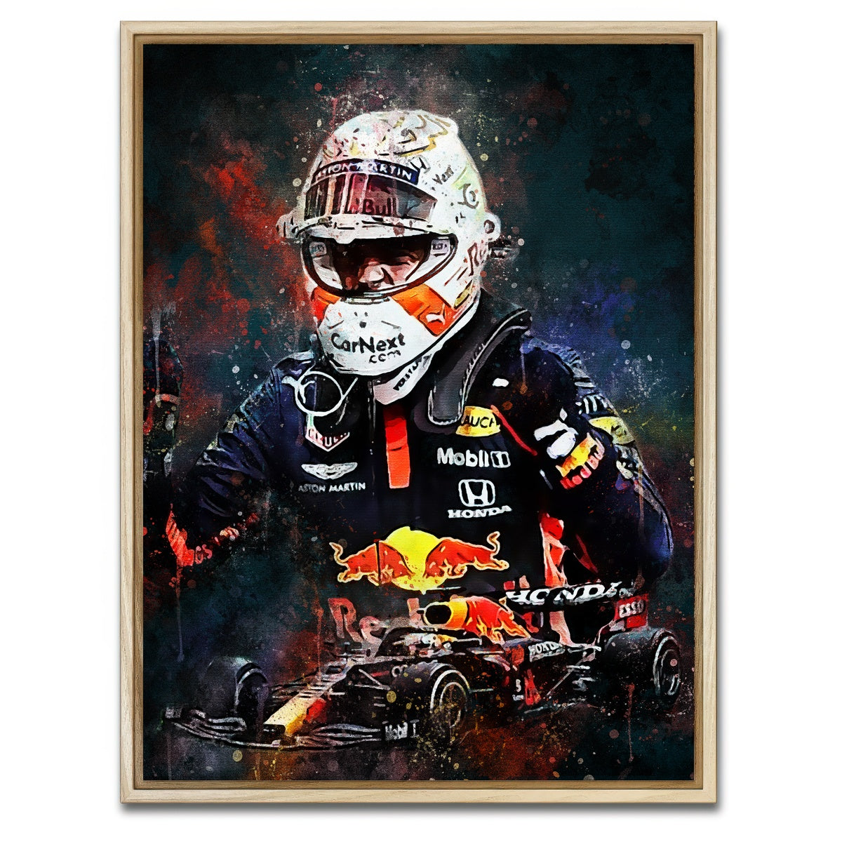 AUTO-MOCKUP WHITE | Max Verstappen Painting | 1 Piece | Natural Framed Canvas | group=3x4