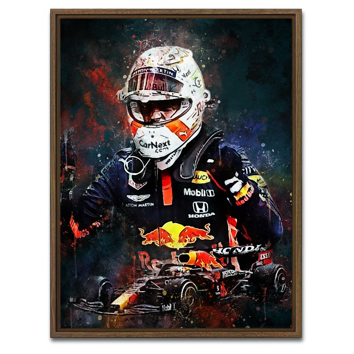 AUTO-MOCKUP WHITE | Max Verstappen Painting | 1 Piece | Walnut Framed Canvas | group=3x4