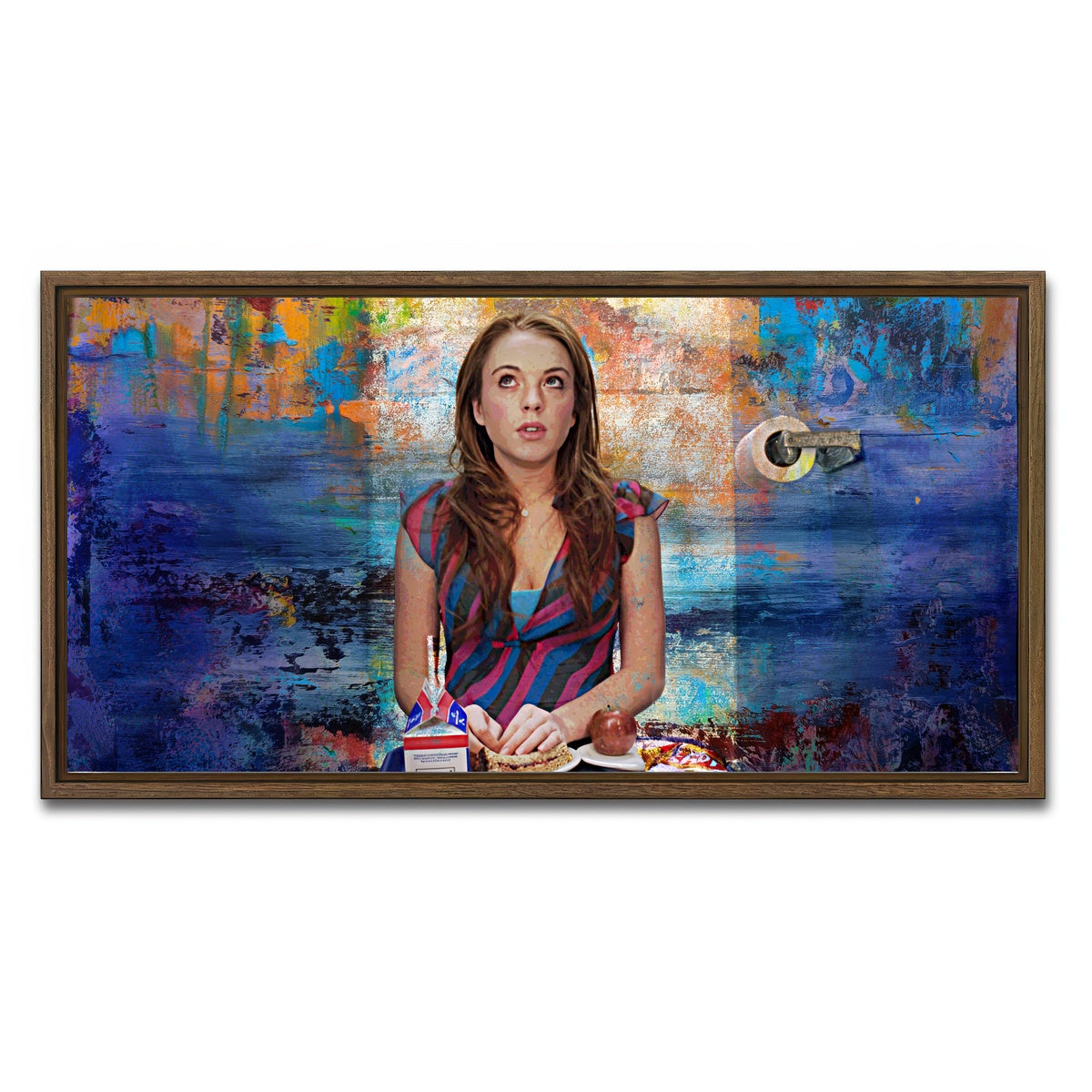 AUTO-MOCKUP WHITE | Mean Girls Bathroom Lunch | 1 Piece | Walnut Framed Canvas | group=2x1