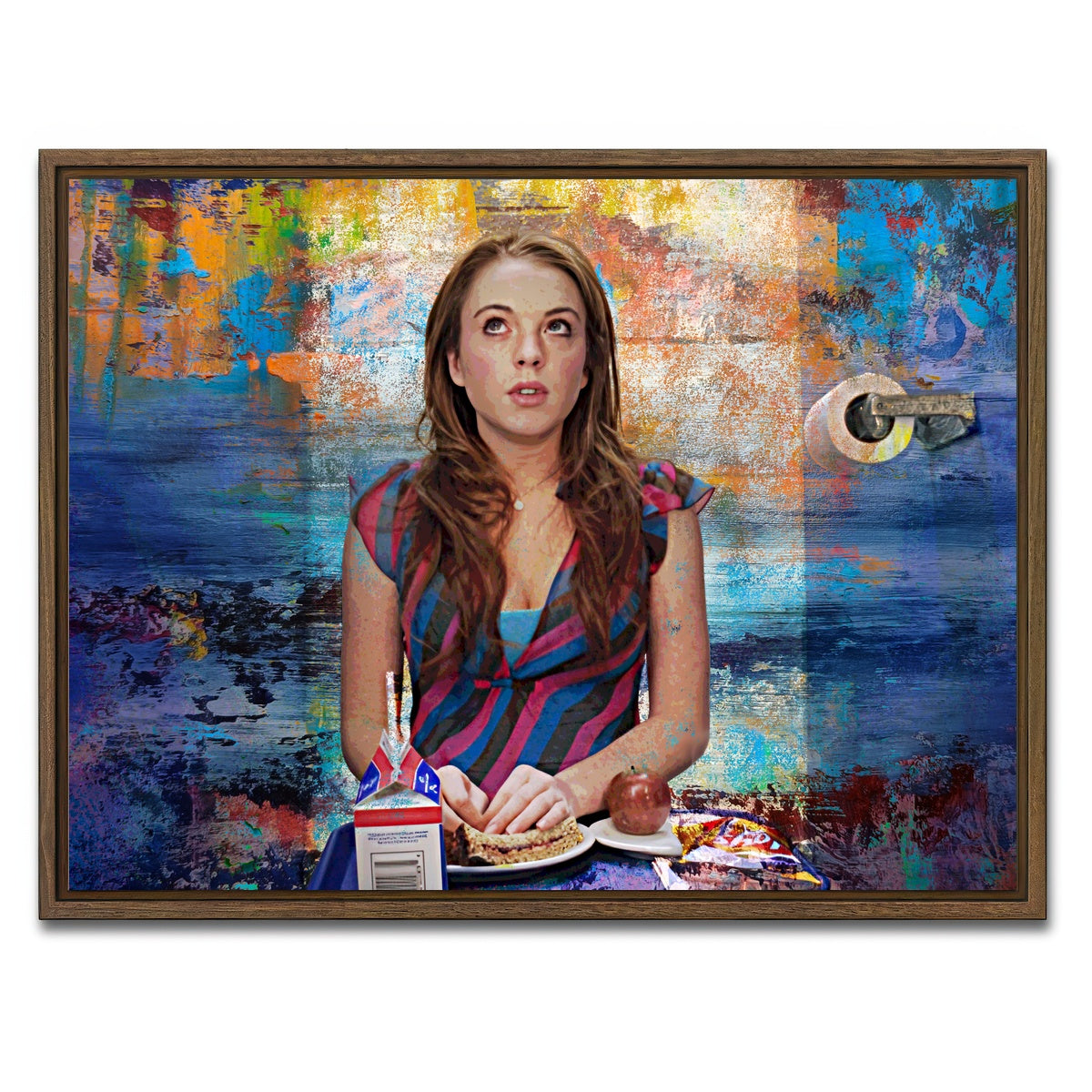 AUTO-MOCKUP WHITE | Mean Girls Bathroom Lunch | 1 Piece | Walnut Framed Canvas | group=4x3