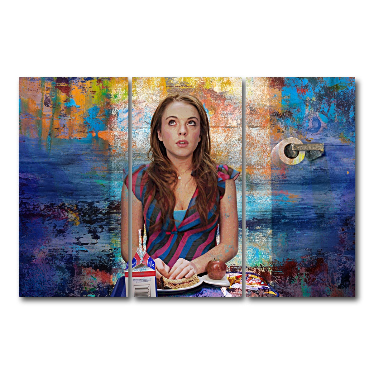 AUTO-MOCKUP WHITE | Mean Girls Bathroom Lunch | 3 Piece | Gallery Wrap Canvas | group=12x24