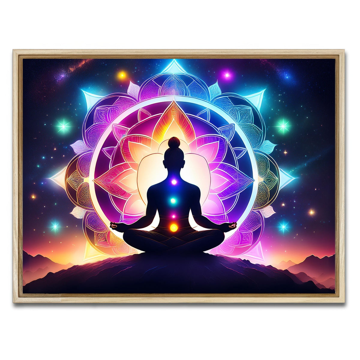 AUTO-MOCKUP WHITE | Meditating Chakras | 1 Piece | Natural Framed Canvas | group=4x3