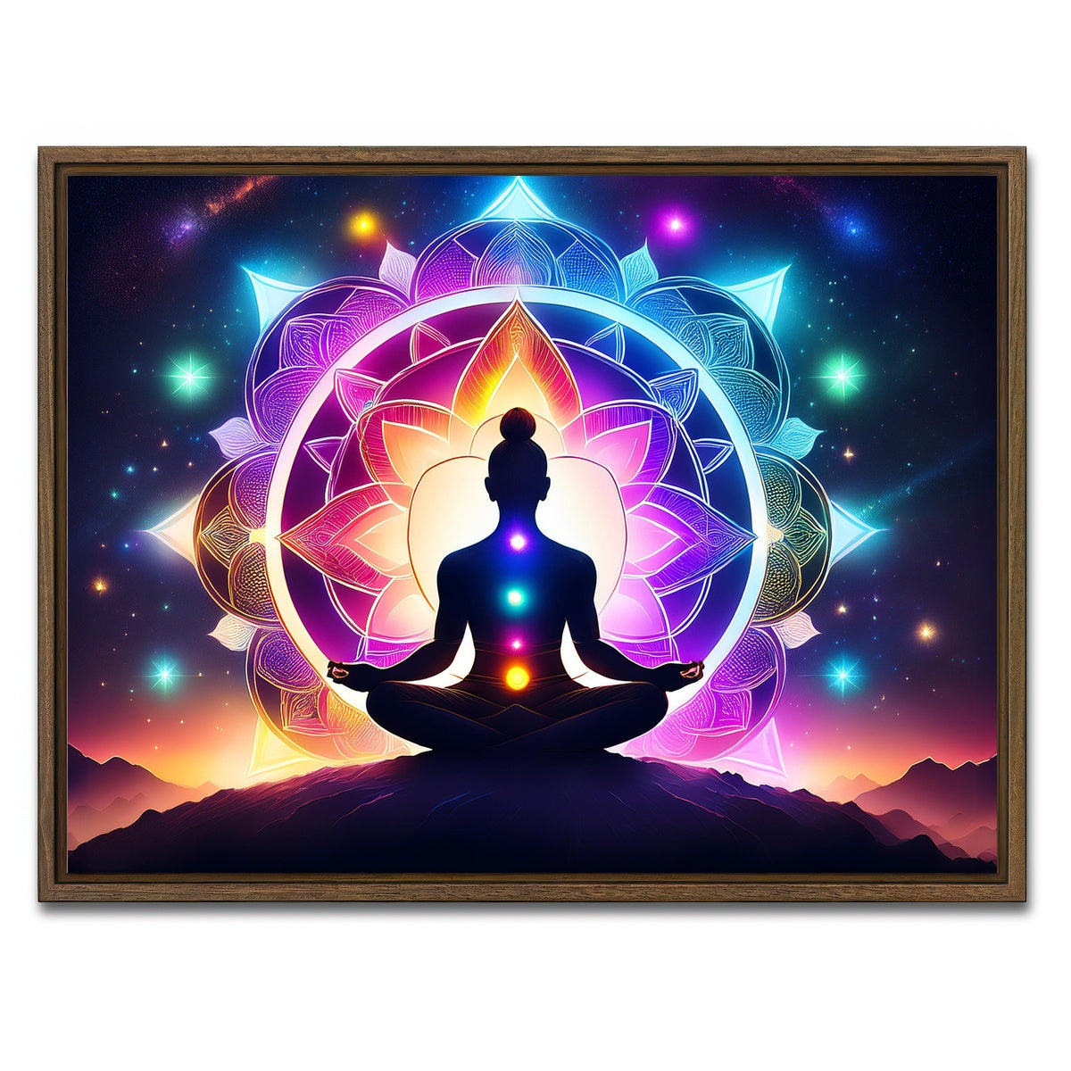 AUTO-MOCKUP WHITE | Meditating Chakras | 1 Piece | Walnut Framed Canvas | group=4x3