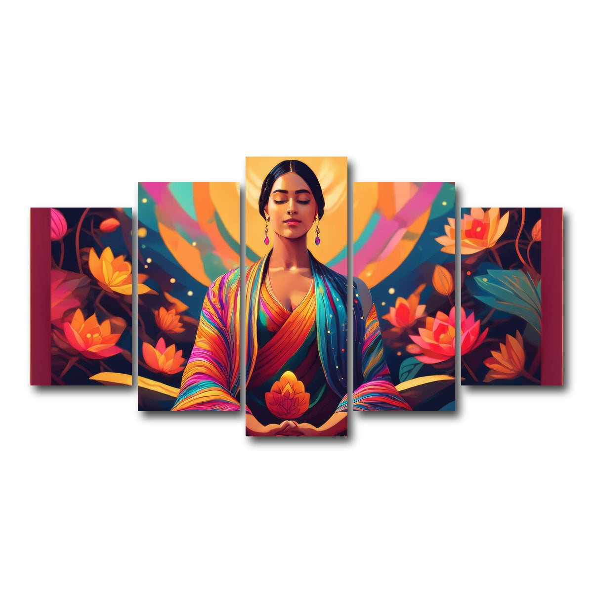 AUTO-MOCKUP WHITE | Meditating Mind | 5 Piece | Gallery Wrap Canvas | group=5_normal