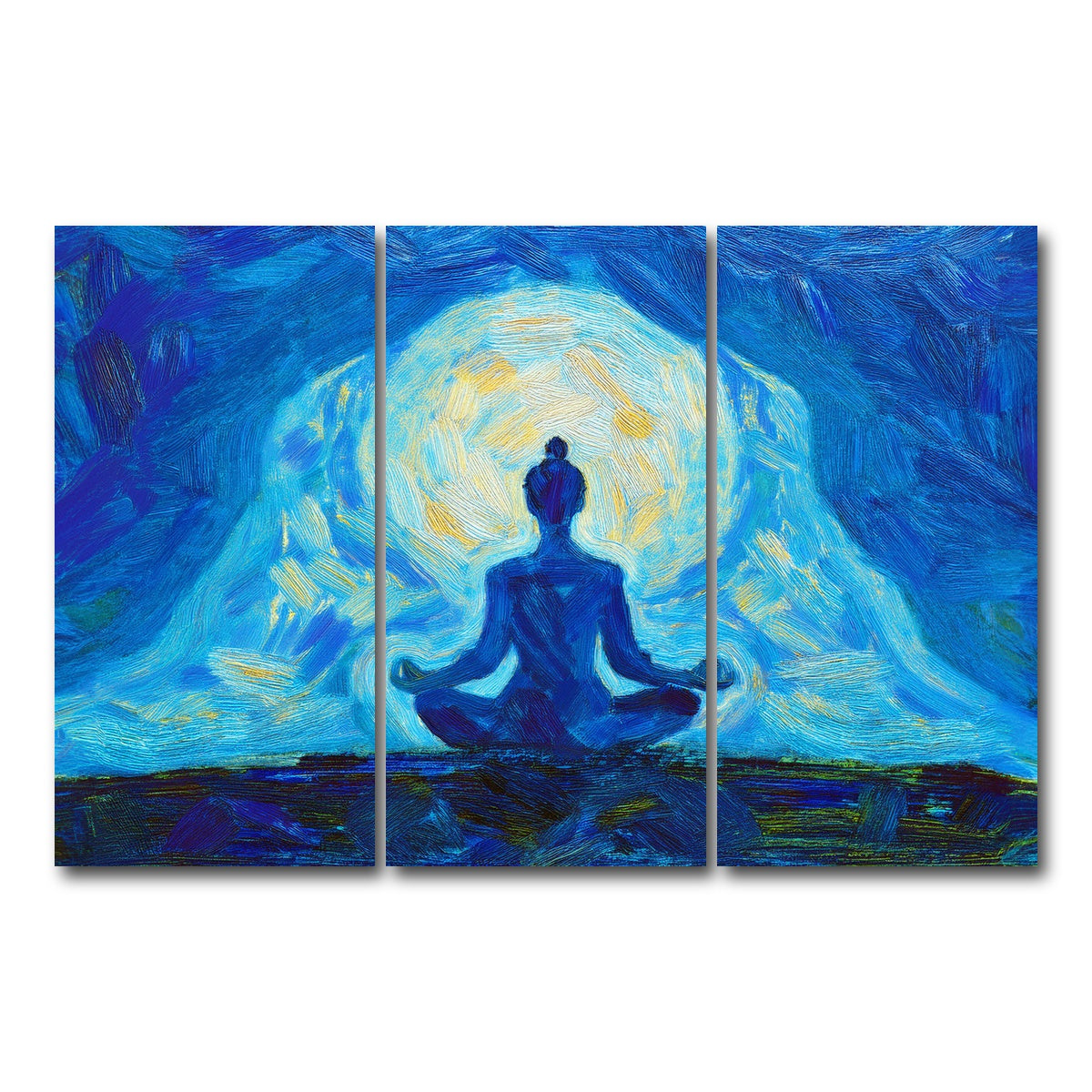 AUTO-MOCKUP WHITE | Meditating Silhouette | 3 Piece | Gallery Wrap Canvas | group=12x24
