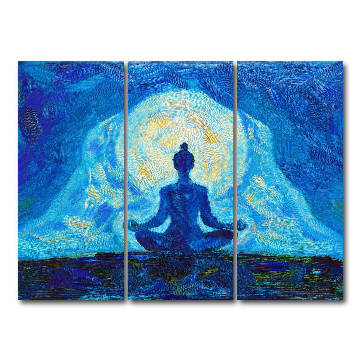 AUTO-MOCKUP WHITE | Meditating Silhouette | 3 Piece | Gallery Wrap Canvas | group=8x18