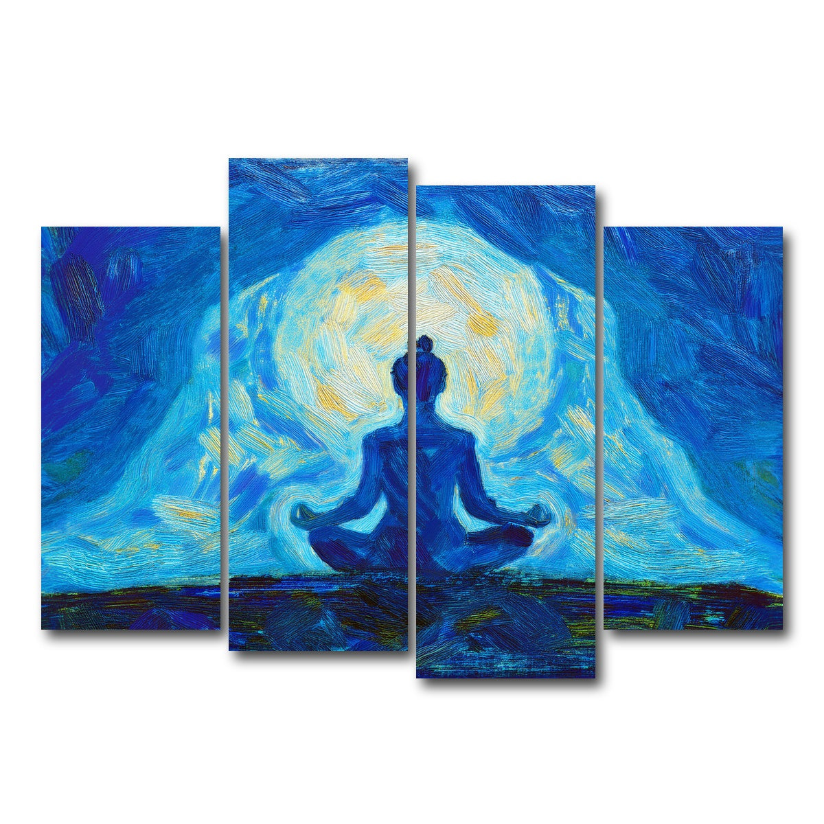 AUTO-MOCKUP WHITE | Meditating Silhouette | 4 Piece | Gallery Wrap Canvas | group=4_normal