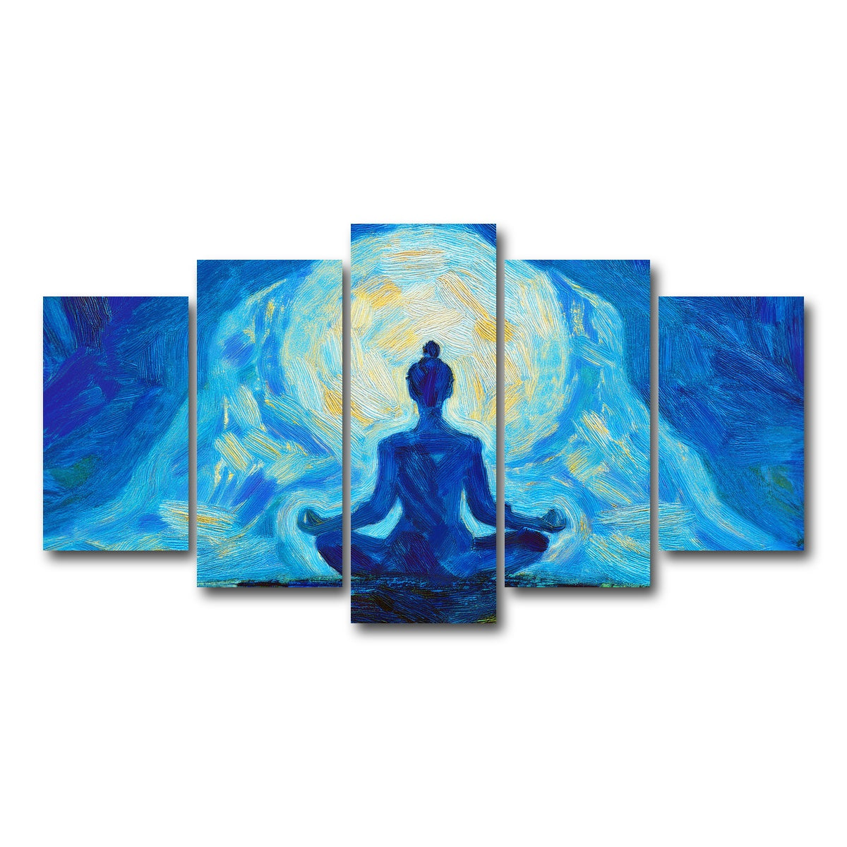 AUTO-MOCKUP WHITE | Meditating Silhouette | 5 Piece | Gallery Wrap Canvas | group=5_normal
