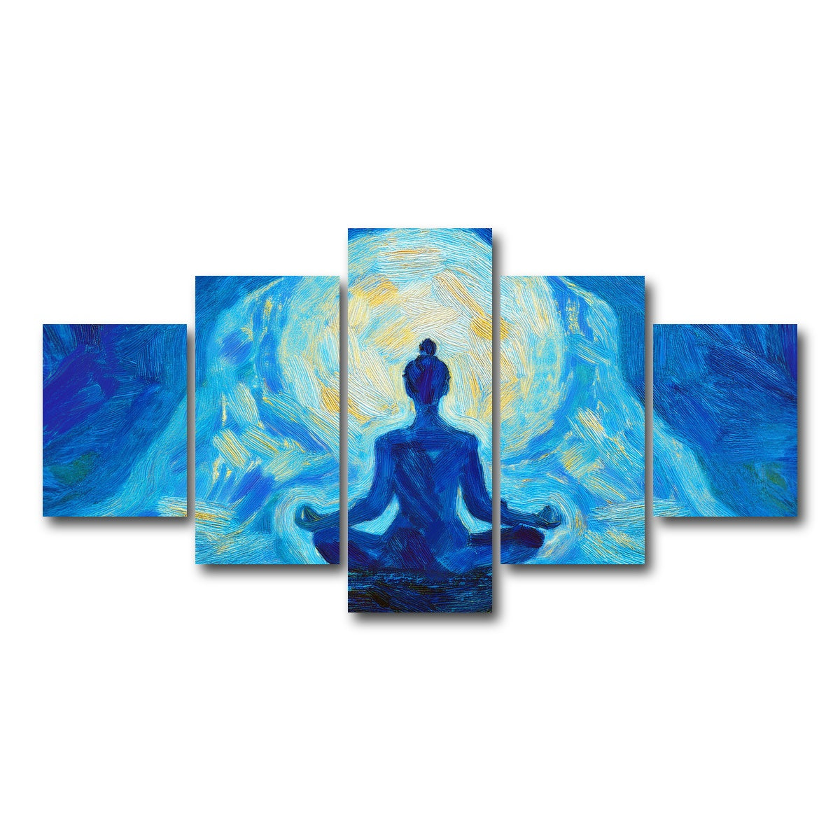 AUTO-MOCKUP WHITE | Meditating Silhouette | 5 Piece | Gallery Wrap Canvas | group=5_short