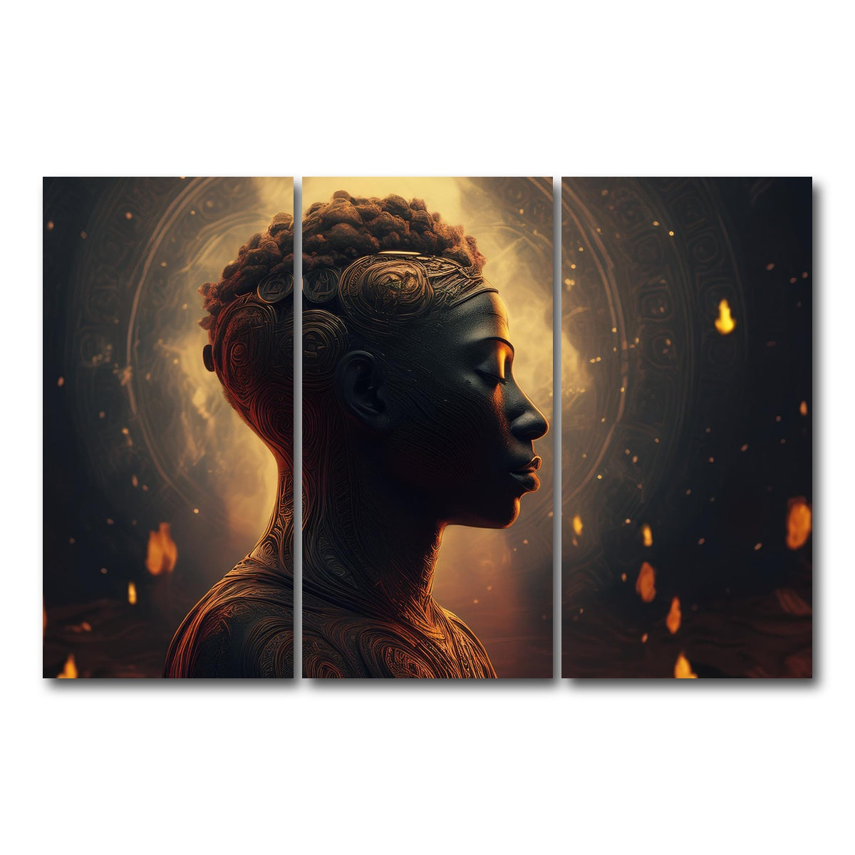 AUTO-MOCKUP WHITE | Meditating Soul | 3 Piece | Gallery Wrap Canvas | group=12x24