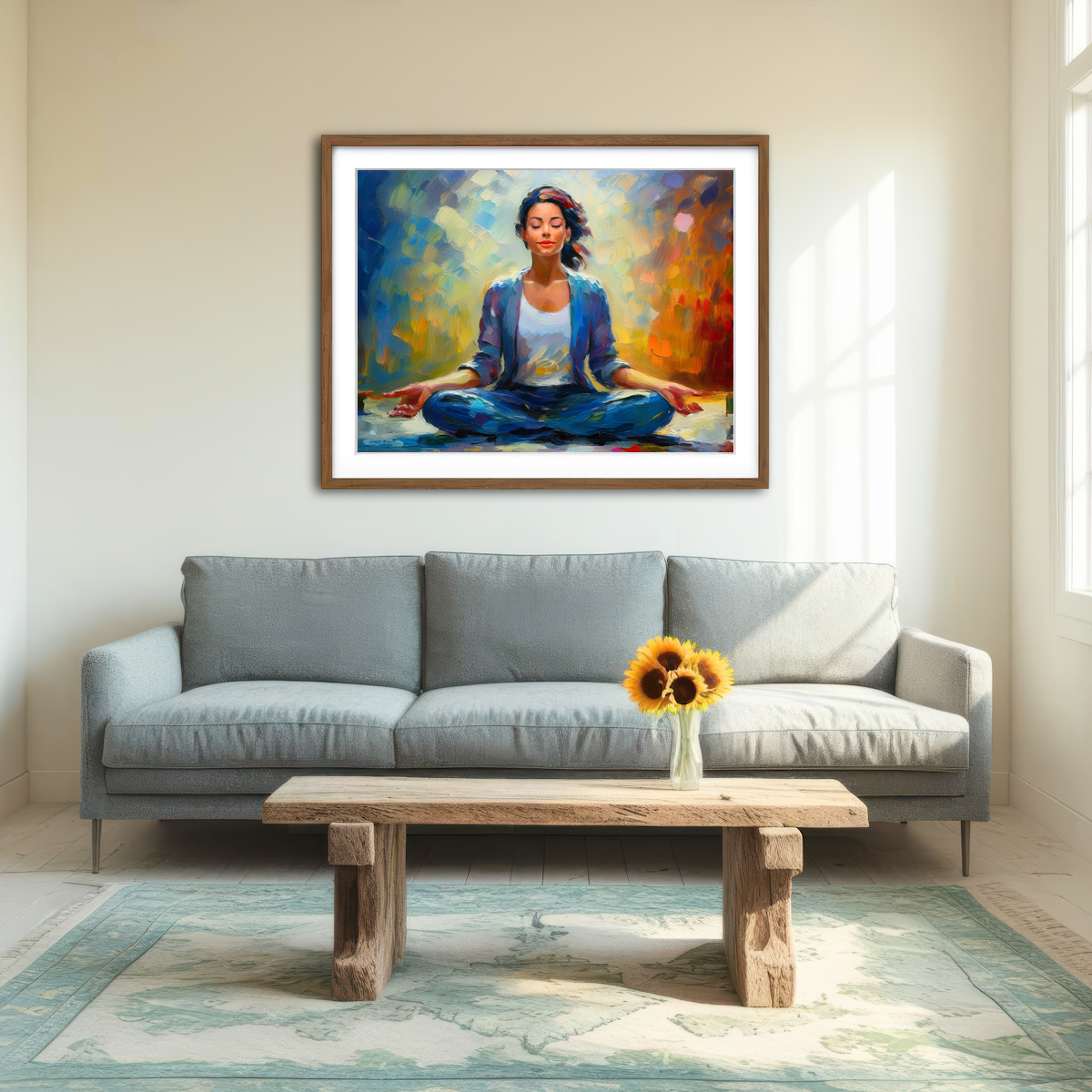 AUTO-MOCKUP ROOM | Meditating Woman Wall Art