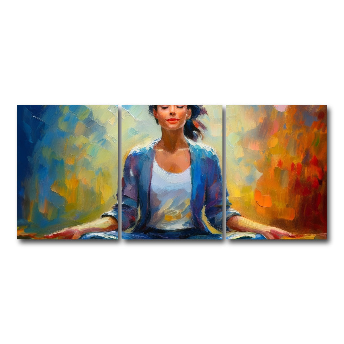 AUTO-MOCKUP WHITE | Meditating Woman | 3 Piece | Gallery Wrap Canvas | group=18x24