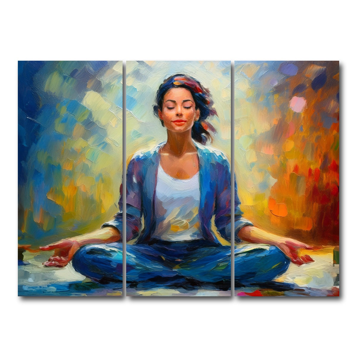 AUTO-MOCKUP WHITE | Meditating Woman | 3 Piece | Gallery Wrap Canvas | group=8x18