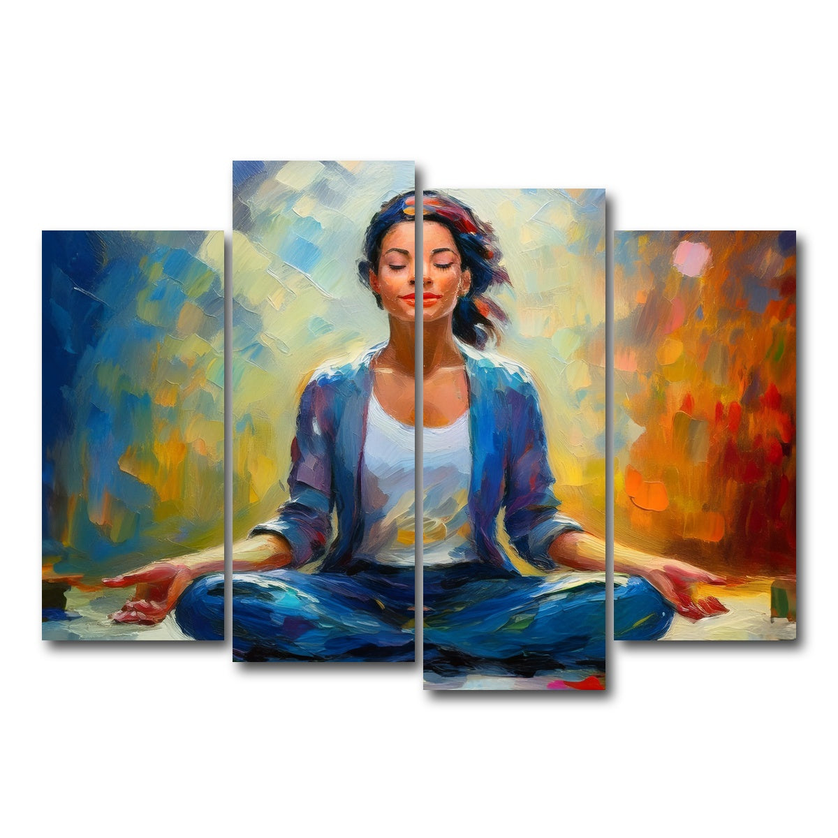 AUTO-MOCKUP WHITE | Meditating Woman | 4 Piece | Gallery Wrap Canvas | group=4_normal