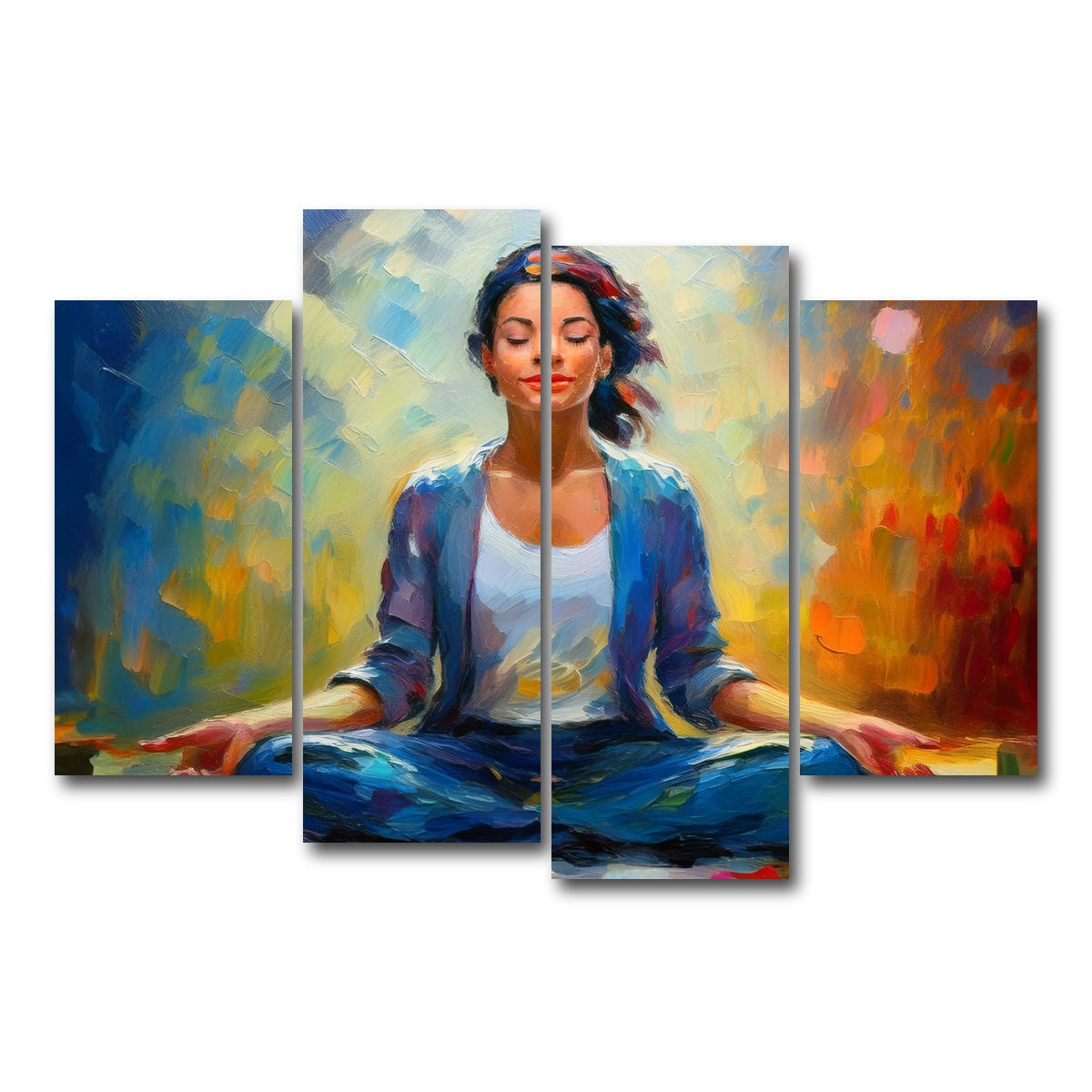 AUTO-MOCKUP WHITE | Meditating Woman | 4 Piece | Gallery Wrap Canvas | group=4_short