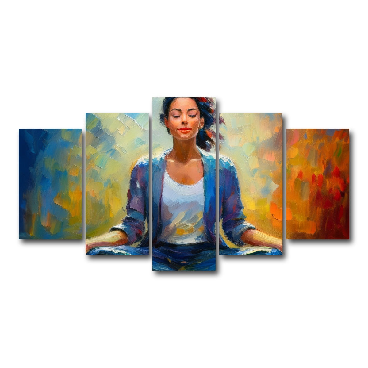 AUTO-MOCKUP WHITE | Meditating Woman | 5 Piece | Gallery Wrap Canvas | group=5_normal