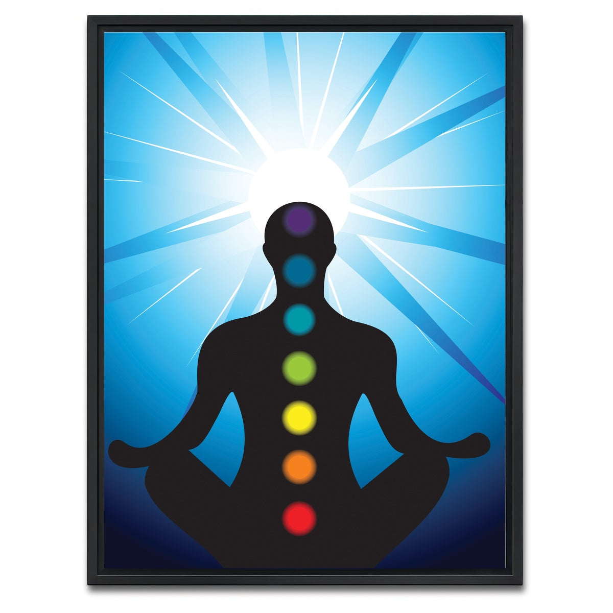 AUTO-MOCKUP WHITE | Meditating with chakra | 1 Piece | Black Framed Canvas | group=3x4