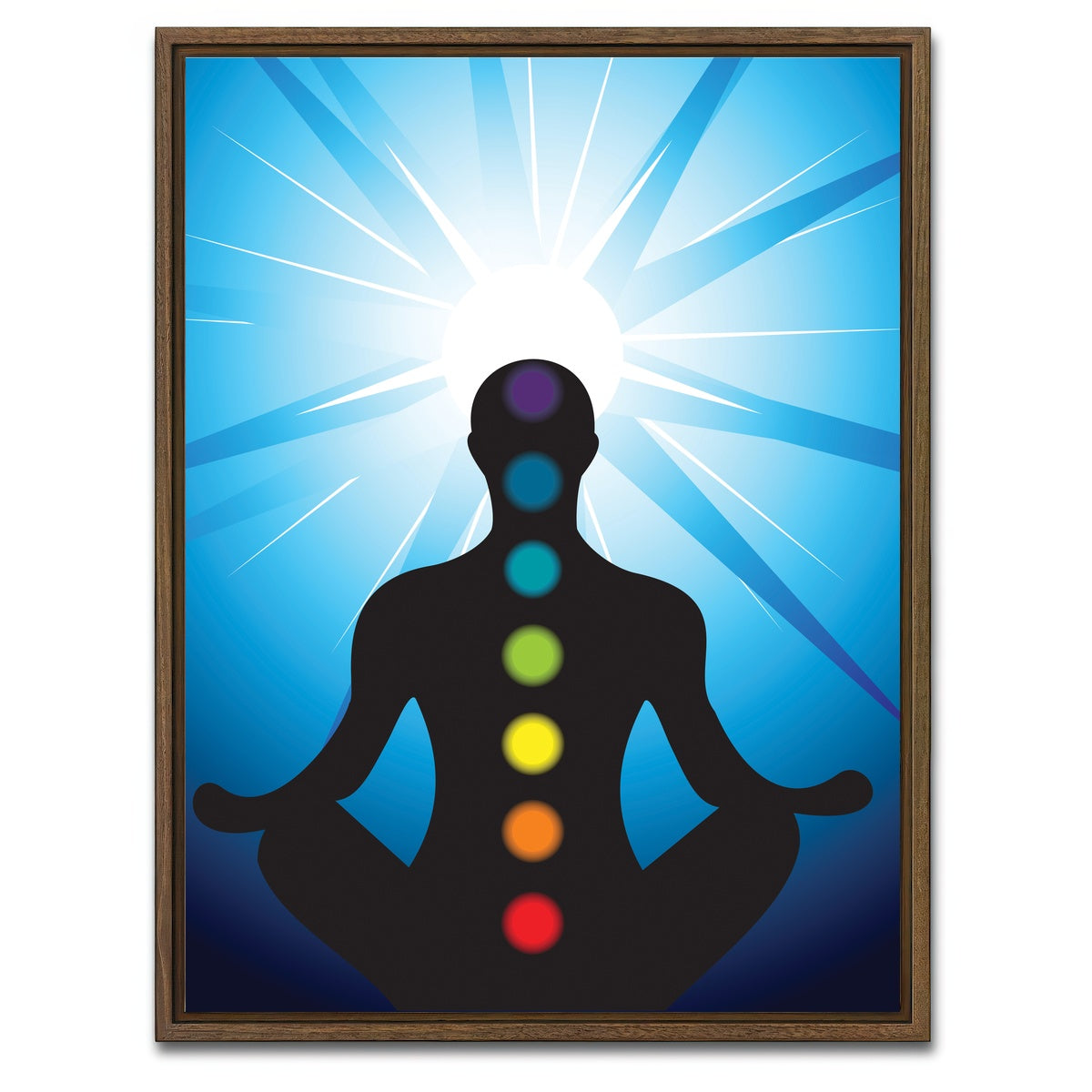 AUTO-MOCKUP WHITE | Meditating with chakra | 1 Piece | Walnut Framed Canvas | group=3x4