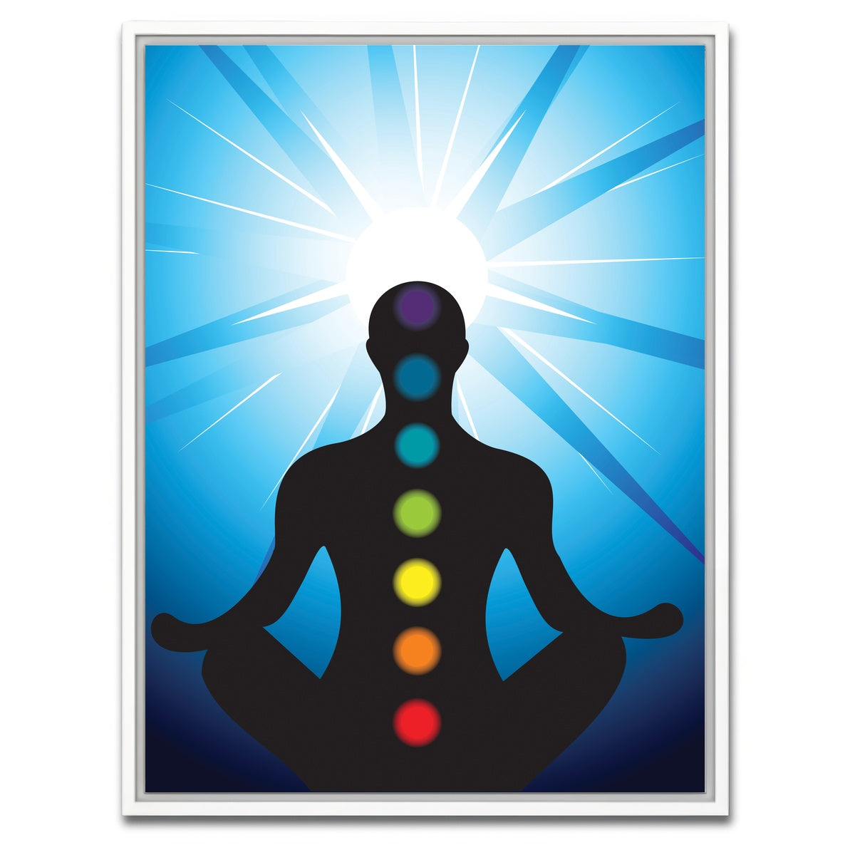 AUTO-MOCKUP WHITE | Meditating with chakra | 1 Piece | White Framed Canvas | group=3x4