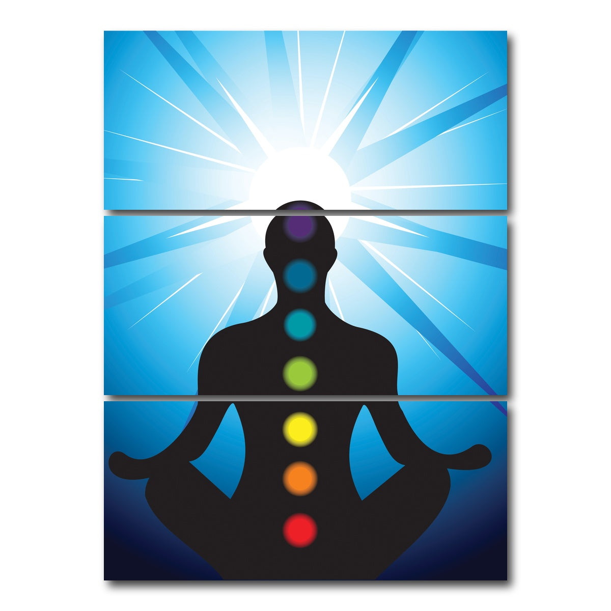 AUTO-MOCKUP WHITE | Meditating with chakra | 3 Piece | Gallery Wrap Canvas | group=8x18_stacked