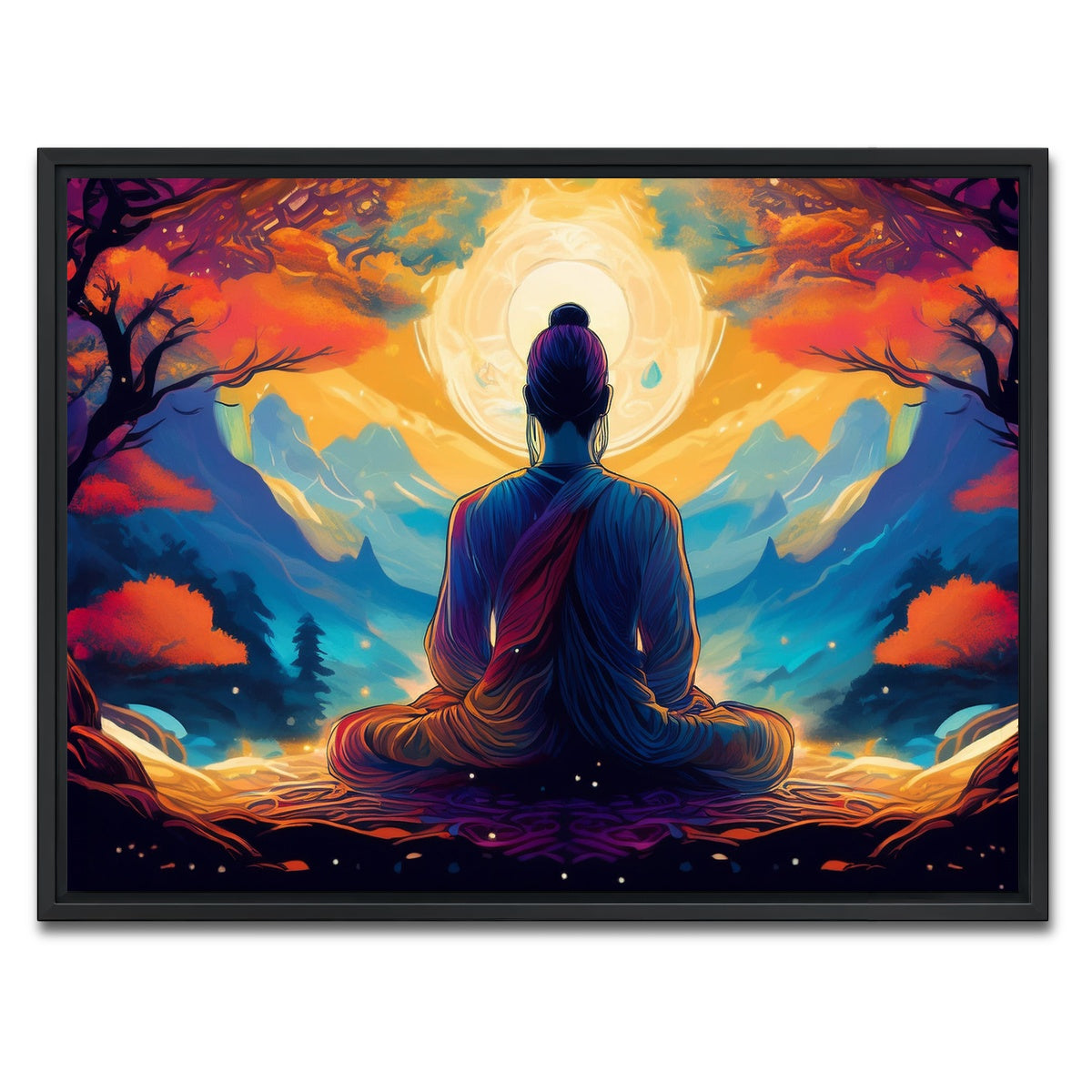 AUTO-MOCKUP WHITE | Meditation Painting | 1 Piece | Black Framed Canvas | group=4x3