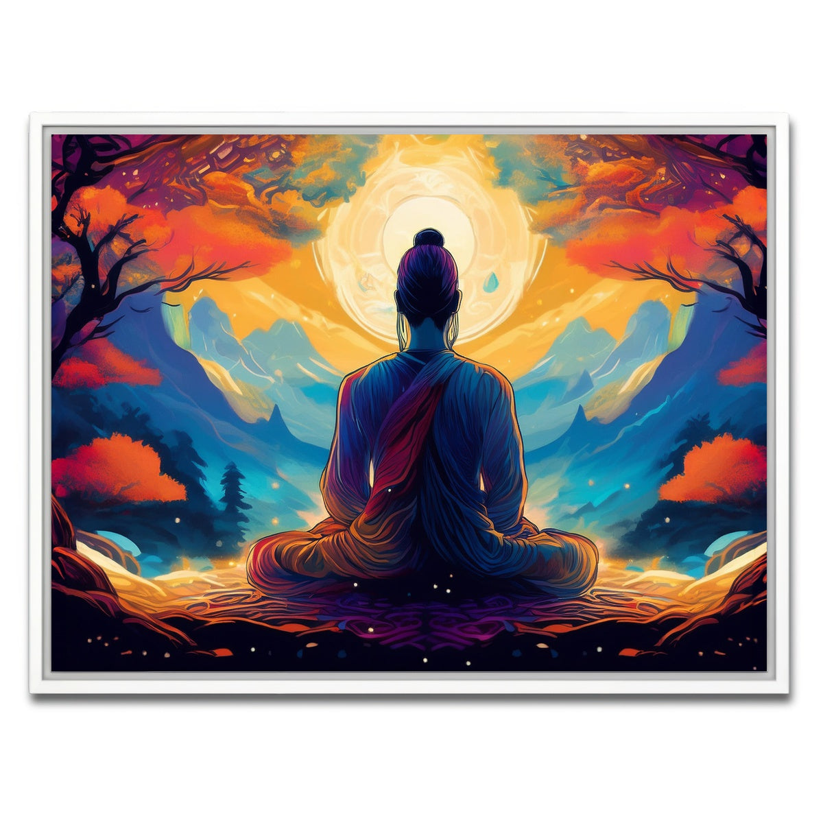 AUTO-MOCKUP WHITE | Meditation Painting | 1 Piece | White Framed Canvas | group=4x3