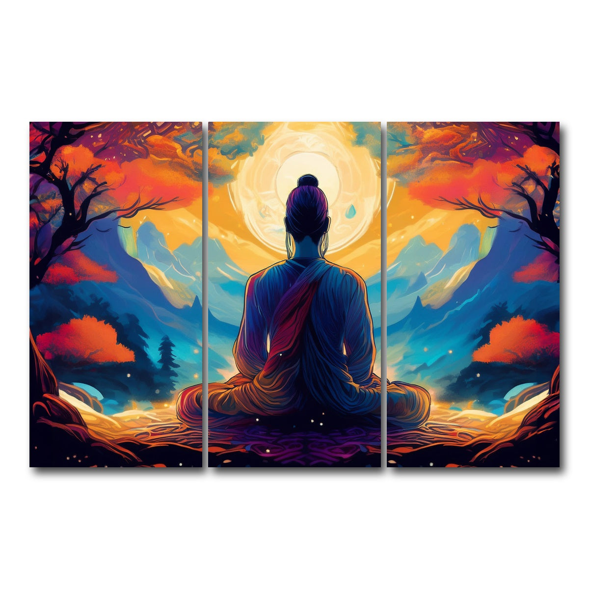 AUTO-MOCKUP WHITE | Meditation Painting | 3 Piece | Gallery Wrap Canvas | group=12x24