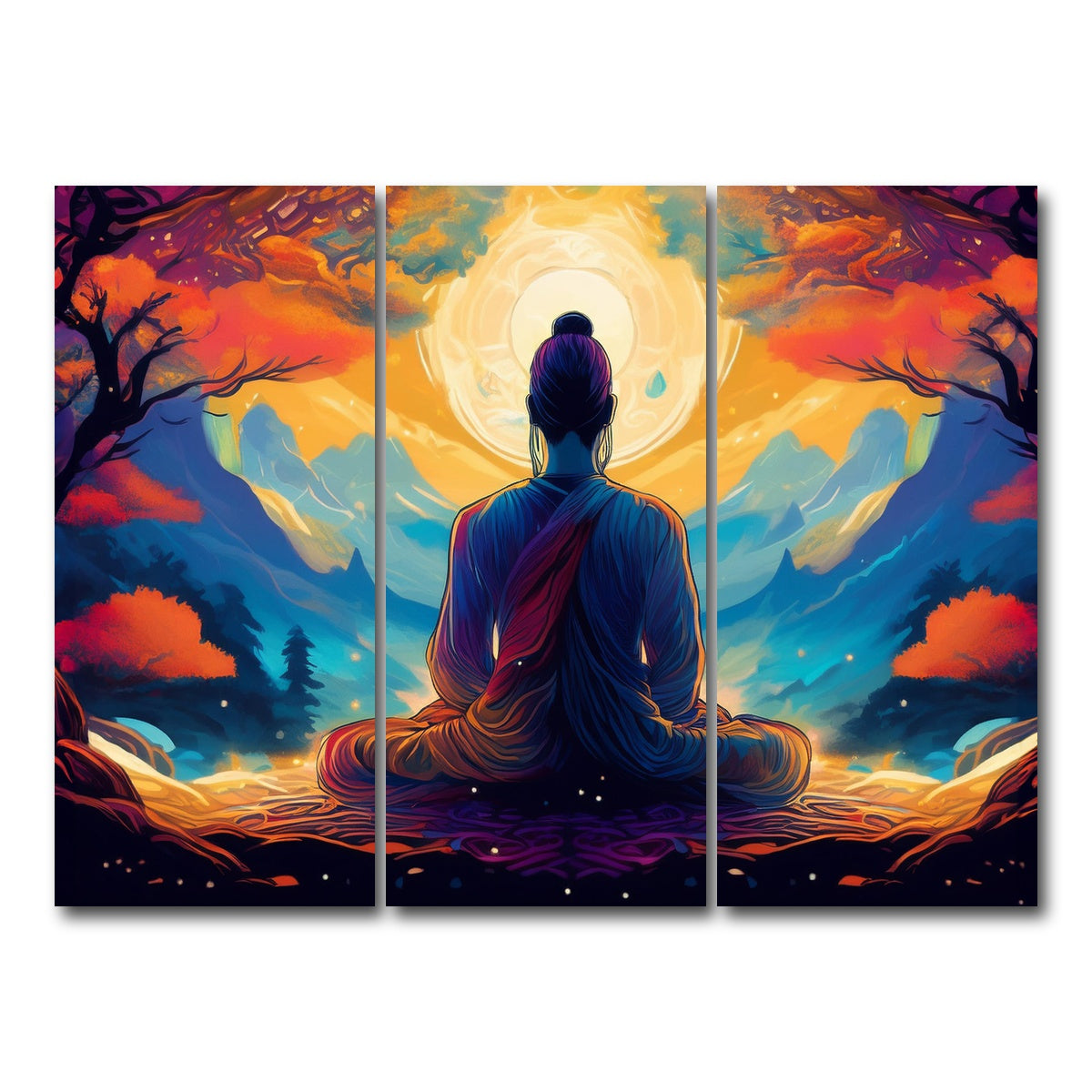 AUTO-MOCKUP WHITE | Meditation Painting | 3 Piece | Gallery Wrap Canvas | group=8x18