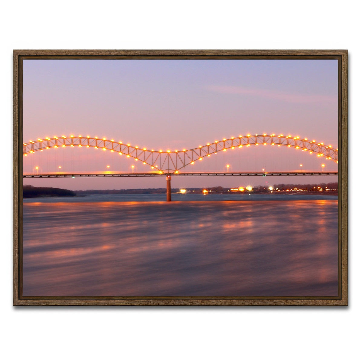 AUTO-MOCKUP WHITE | Memphis Arkansas Bridge | 1 Piece | Walnut Framed Canvas | group=4x3