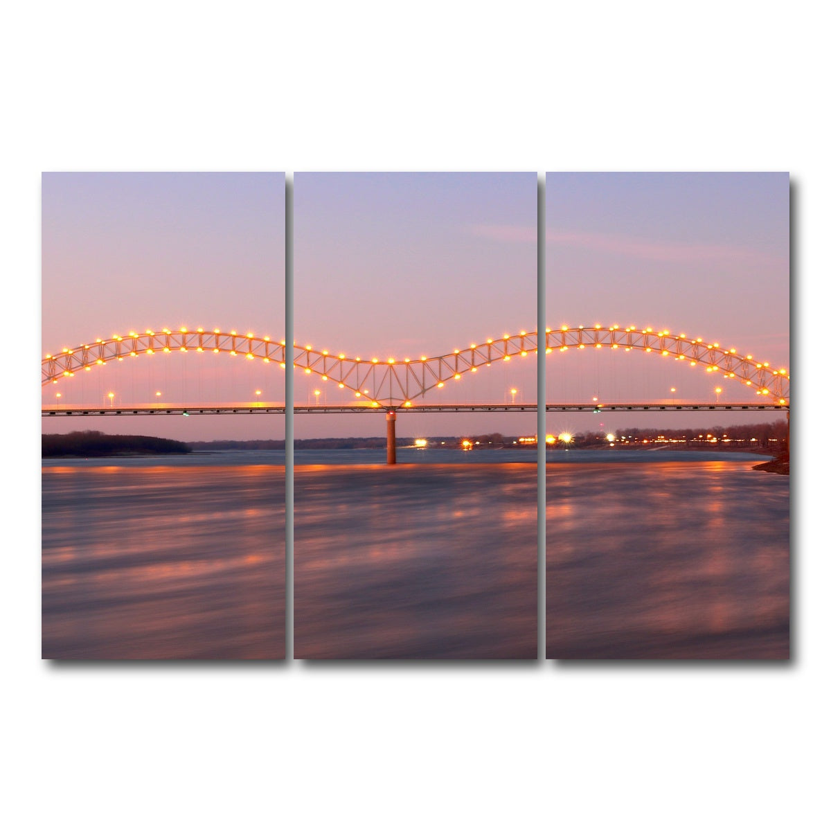 AUTO-MOCKUP WHITE | Memphis Arkansas Bridge | 3 Piece | Gallery Wrap Canvas | group=12x24