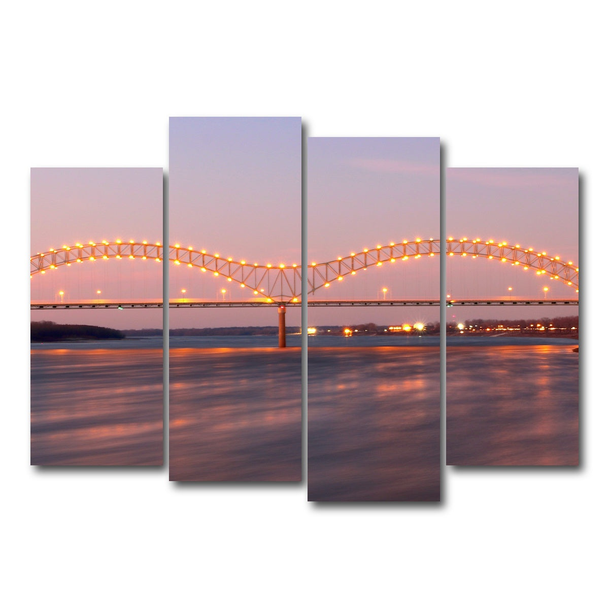 AUTO-MOCKUP WHITE | Memphis Arkansas Bridge | 4 Piece | Gallery Wrap Canvas | group=4_normal