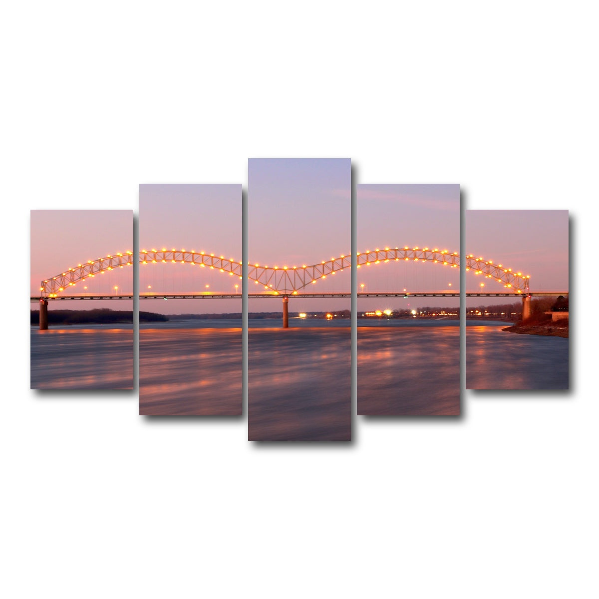 AUTO-MOCKUP WHITE | Memphis Arkansas Bridge | 5 Piece | Gallery Wrap Canvas | group=5_normal
