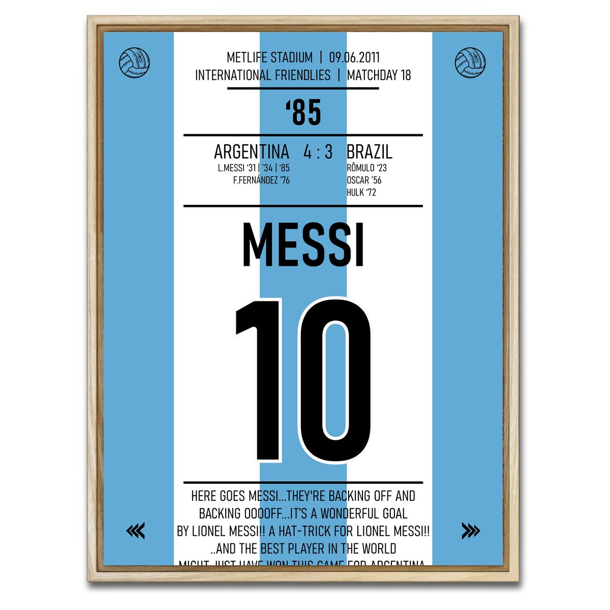 AUTO-MOCKUP WHITE | Messi Argentina | 1 Piece | Natural Framed Canvas | group=3x4