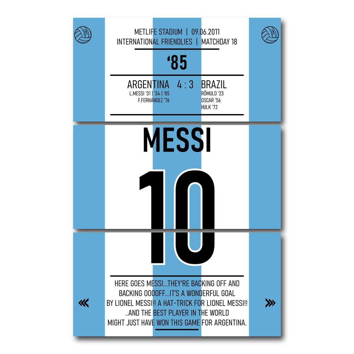 AUTO-MOCKUP WHITE | Messi Argentina | 3 Piece | Gallery Wrap Canvas | group=12x24_stacked