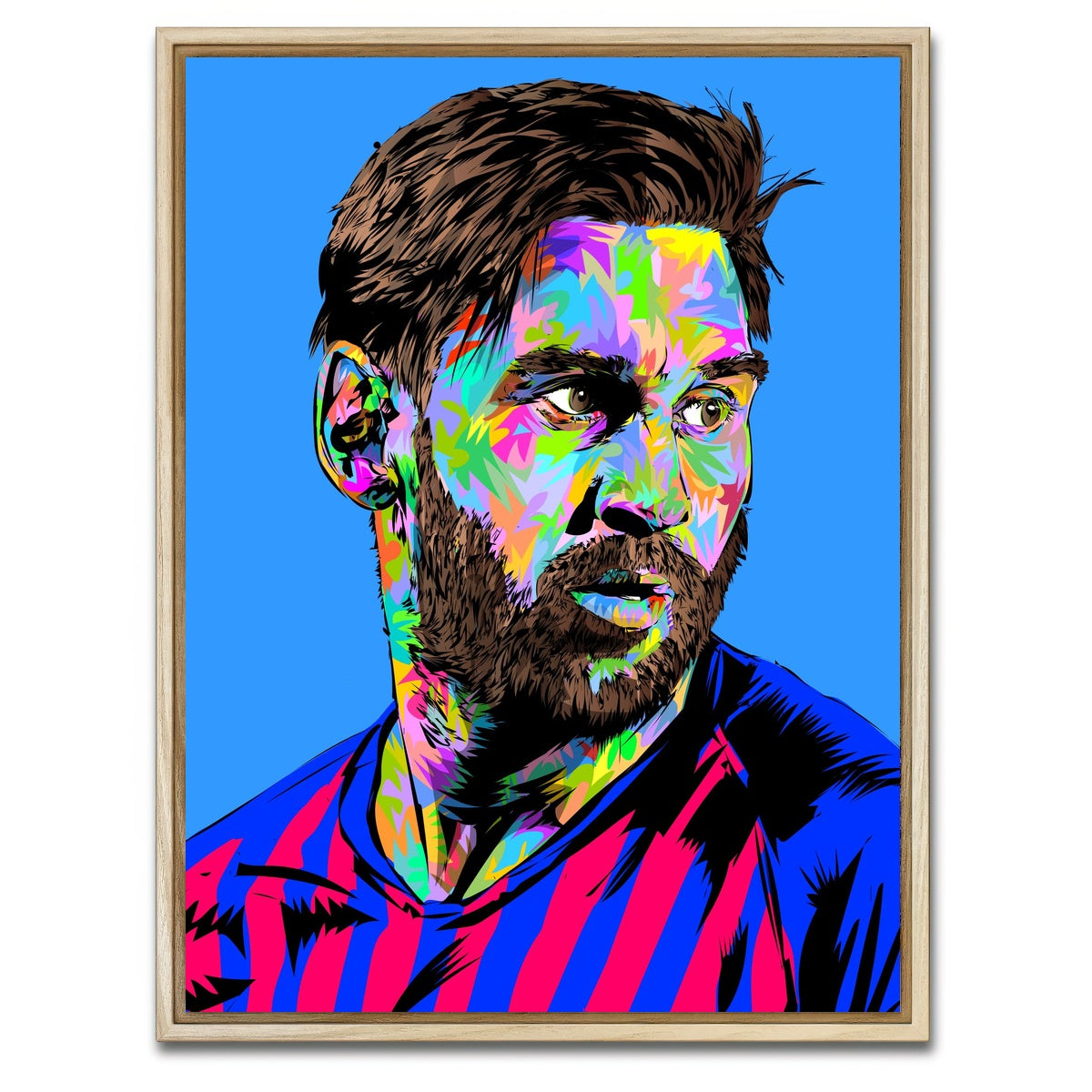 AUTO-MOCKUP WHITE | Messi In Blue | 1 Piece | Natural Framed Canvas | group=3x4
