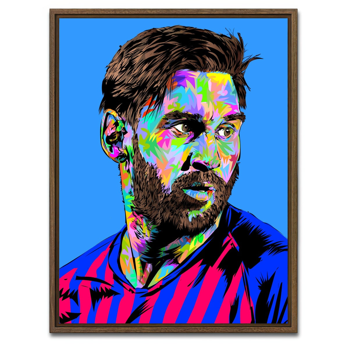 AUTO-MOCKUP WHITE | Messi In Blue | 1 Piece | Walnut Framed Canvas | group=3x4