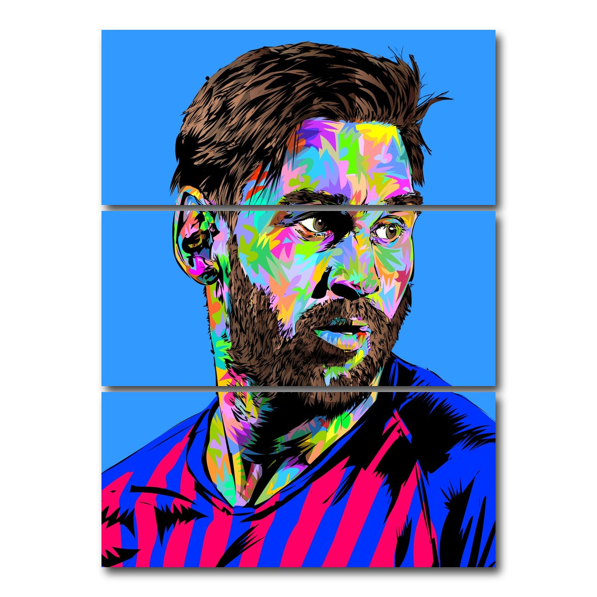 AUTO-MOCKUP WHITE | Messi In Blue | 3 Piece | Gallery Wrap Canvas | group=8x18_stacked