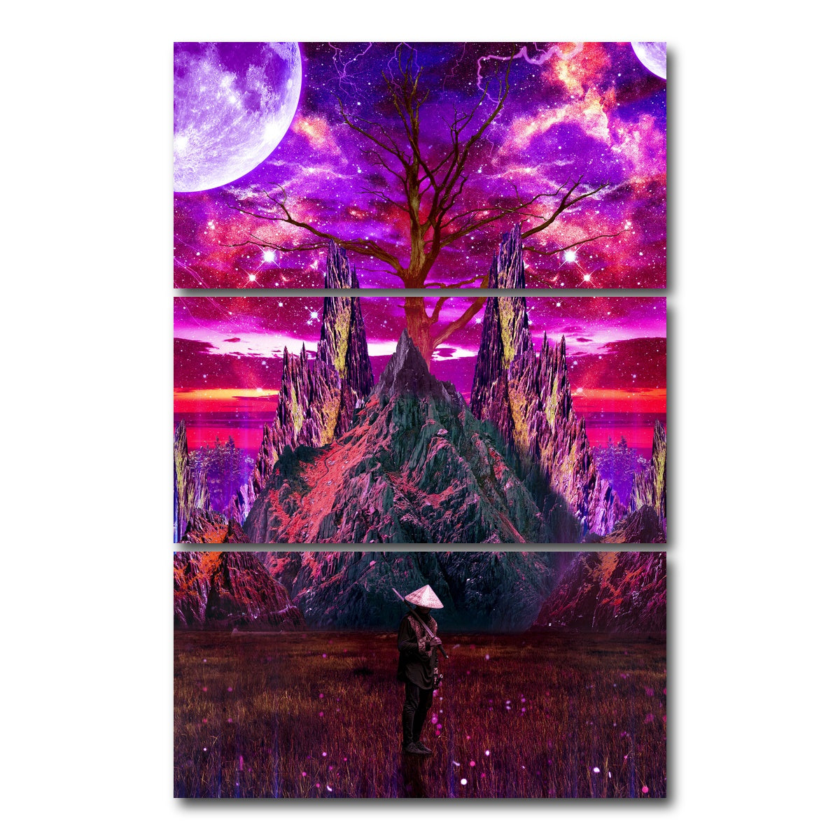 AUTO-MOCKUP WHITE | Metal Of Soul Galaxy | 3 Piece | Gallery Wrap Canvas | group=12x24_stacked