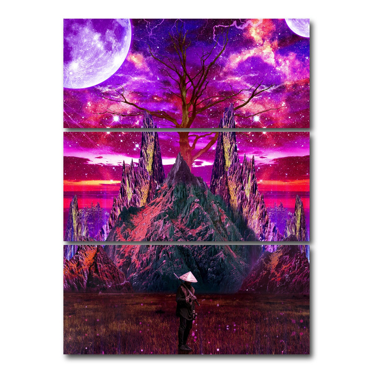 AUTO-MOCKUP WHITE | Metal Of Soul Galaxy | 3 Piece | Gallery Wrap Canvas | group=8x18_stacked