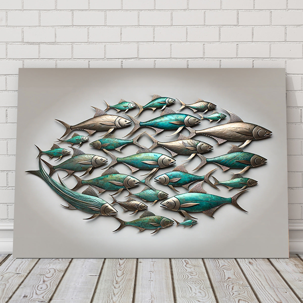 Metal Artwork of Group of Fish Wall Art