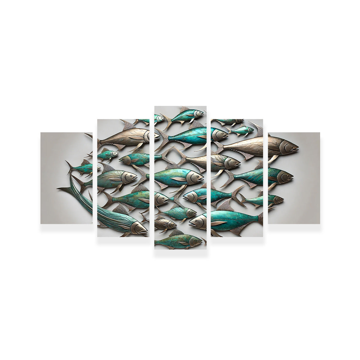 Metal Artwork of Group of Fish Wall Art