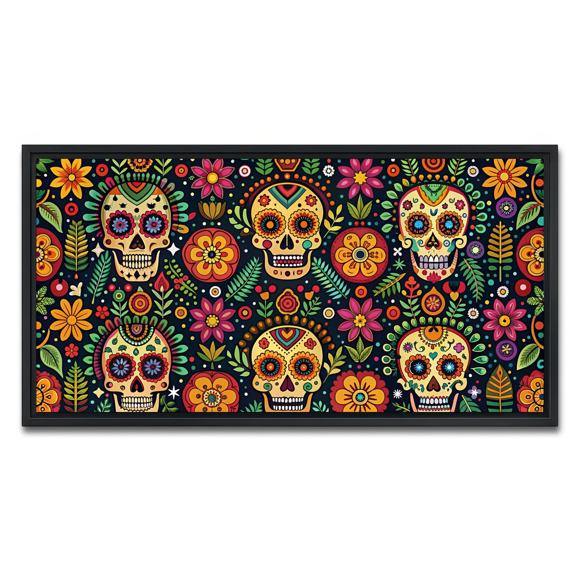 AUTO-MOCKUP WHITE | Mexican ethnic pattern | 1 Piece | Black Framed Canvas | group=2x1