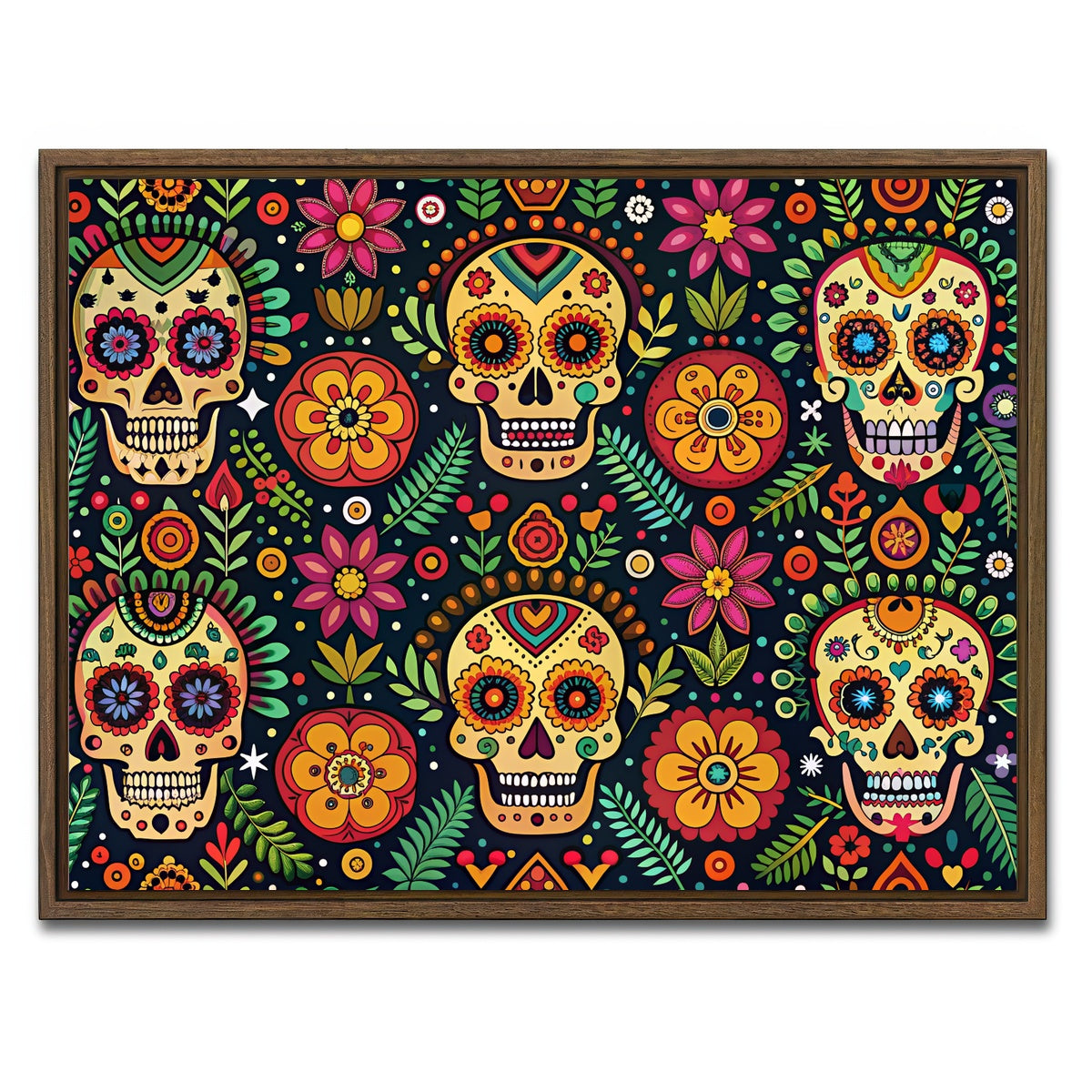 AUTO-MOCKUP WHITE | Mexican ethnic pattern | 1 Piece | Walnut Framed Canvas | group=4x3