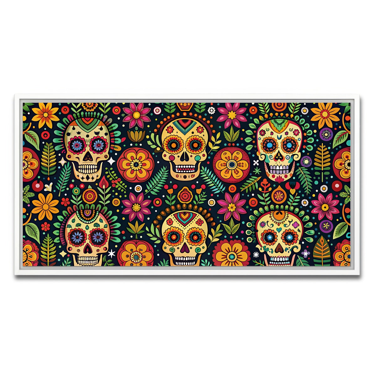AUTO-MOCKUP WHITE | Mexican ethnic pattern | 1 Piece | White Framed Canvas | group=2x1